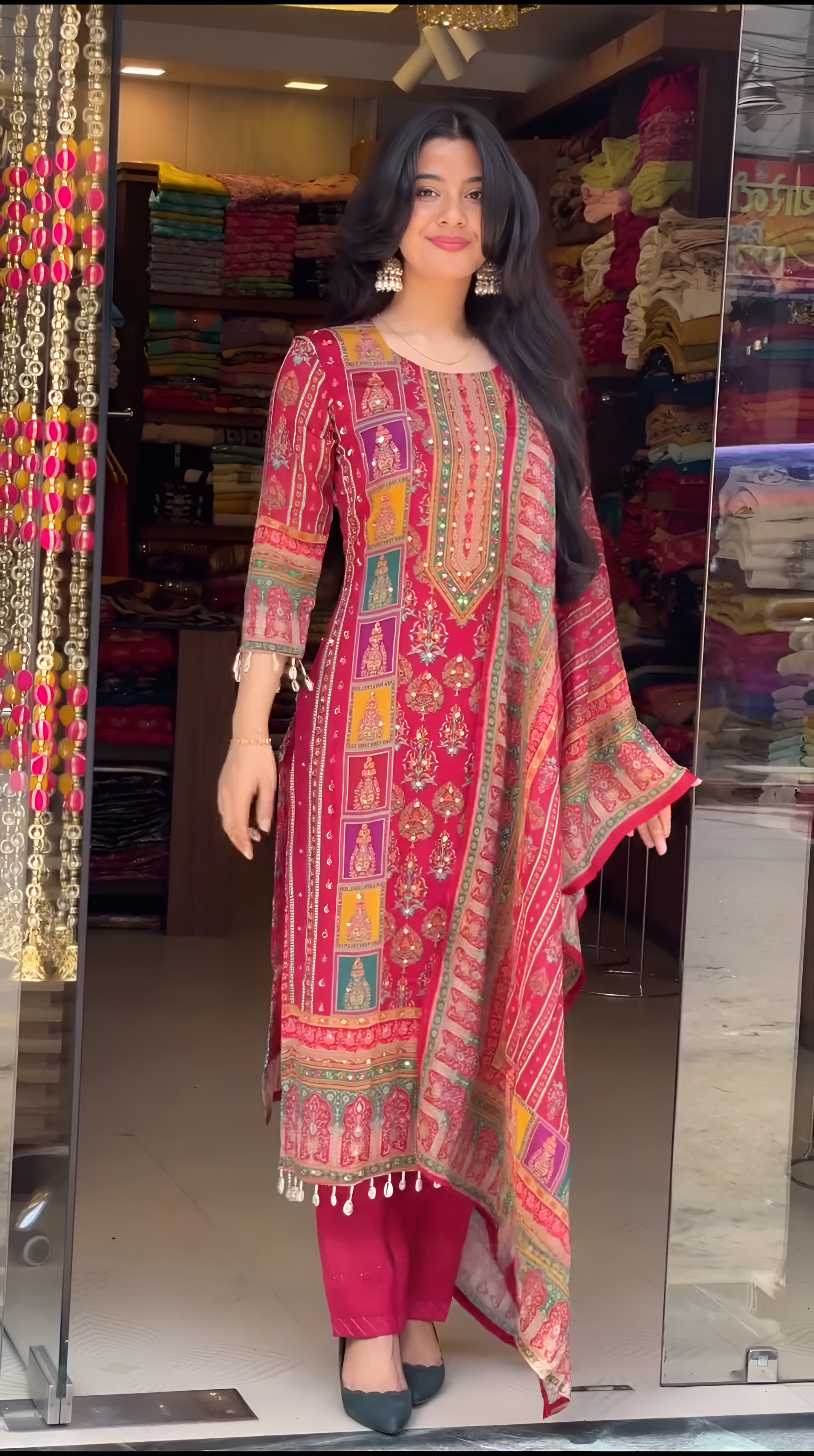 Rihaana Adorable Fancy Suit-Set with Dupatta on Silk