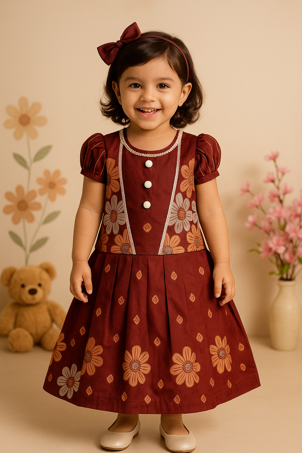 Atira Pure Soft Silk Flower Weaving Kids Lahenga-top