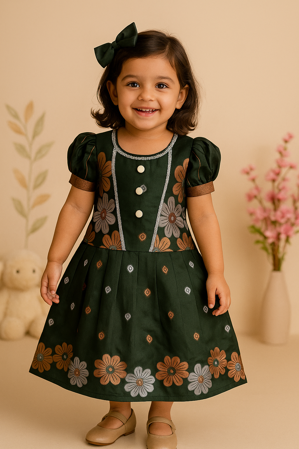 Atira Pure Soft Silk Flower Weaving Kids Lahenga-top