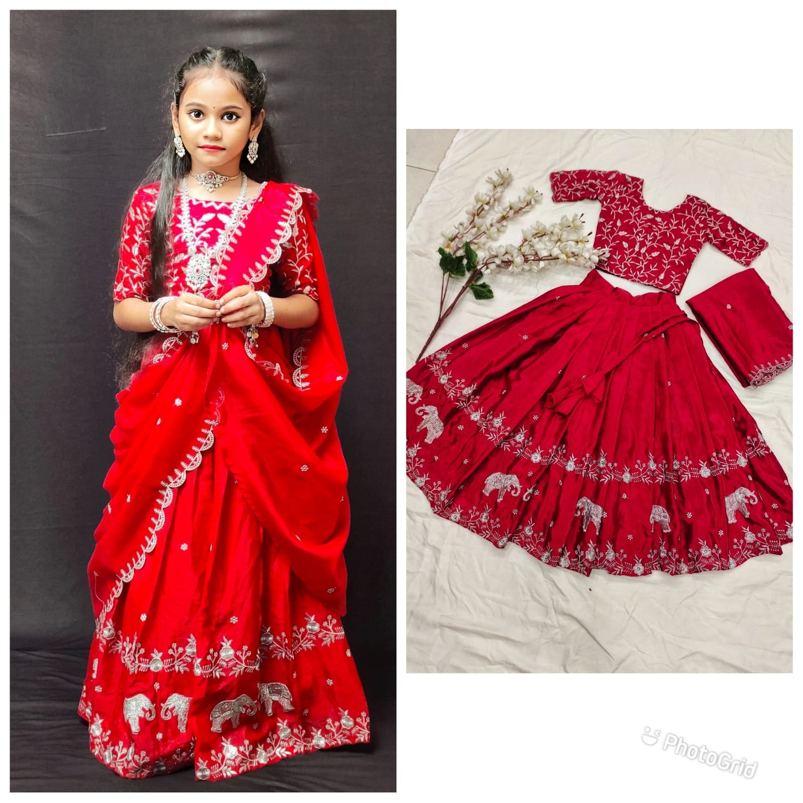 Vivacious Pure Chinon Febric Lehengha Choli For Kids