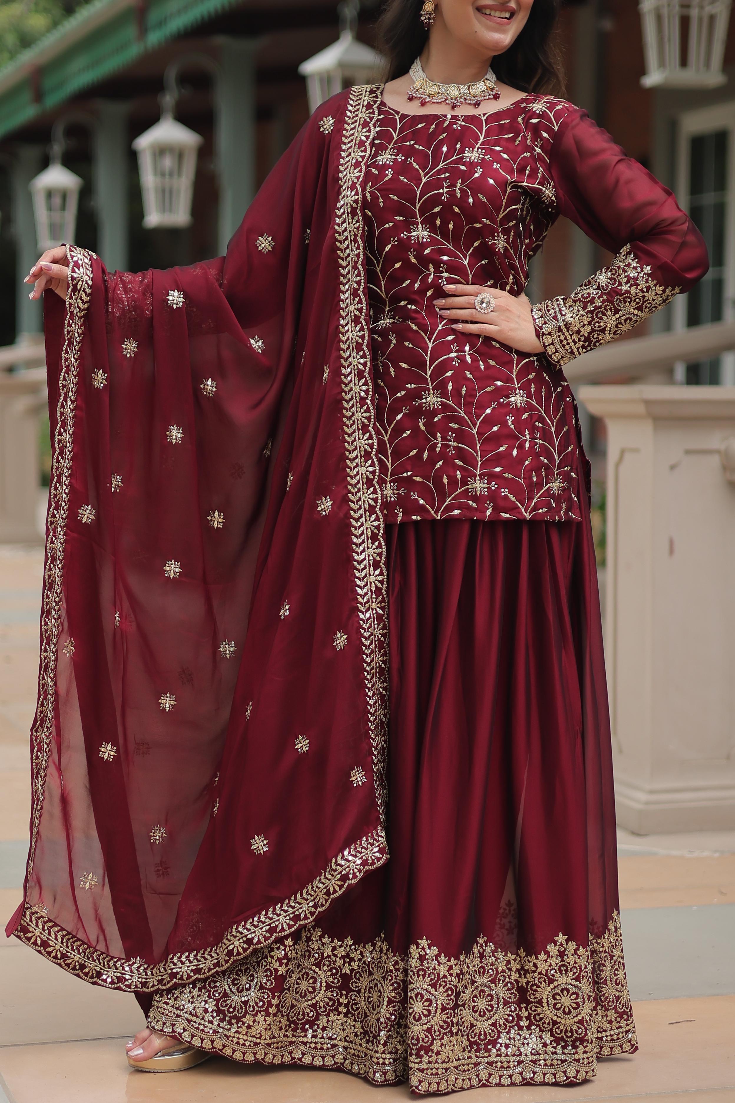 vivacious Maroon Ethnic Kurta-Set