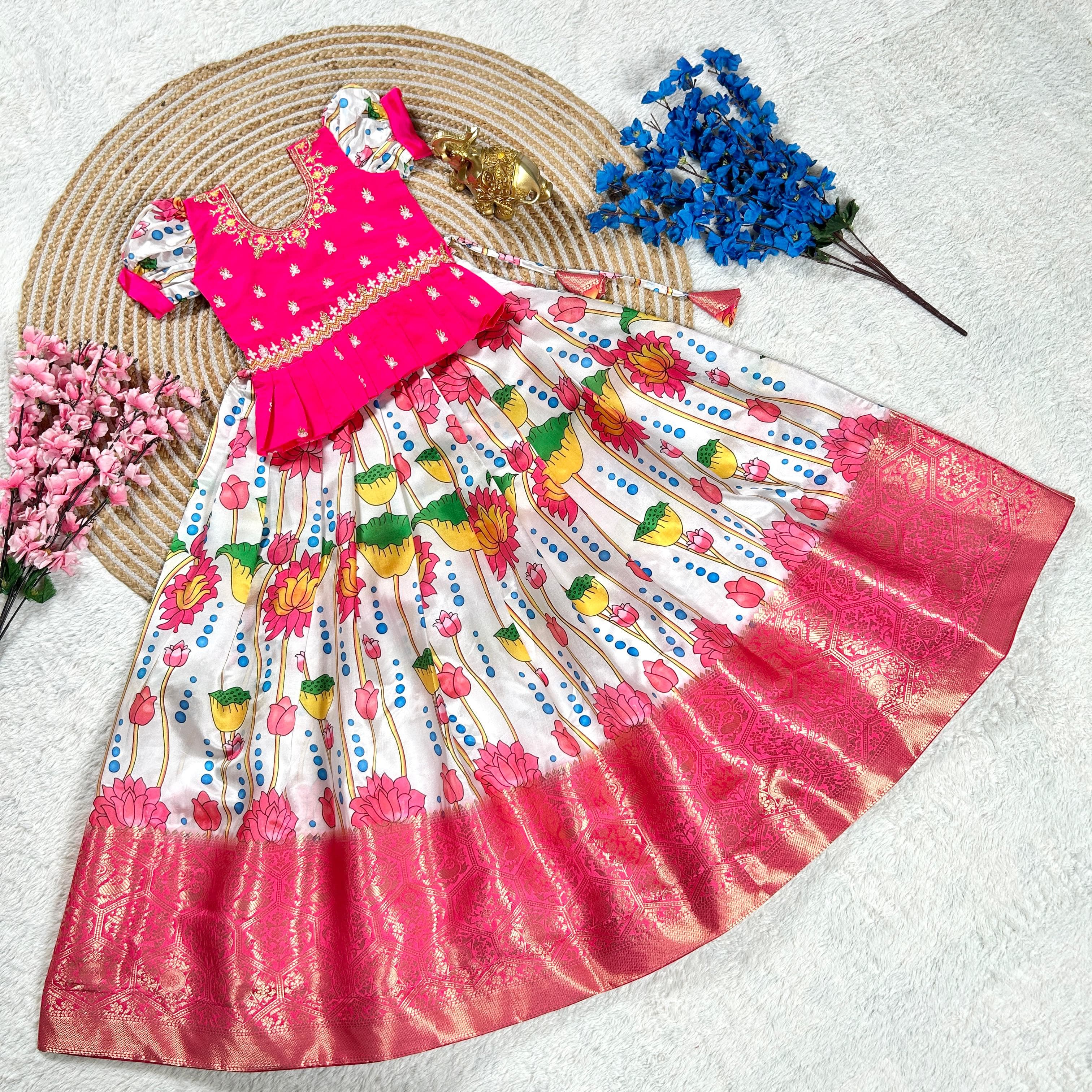 Pleasurable Soft Taffeta Lehengha Choli For Kid's