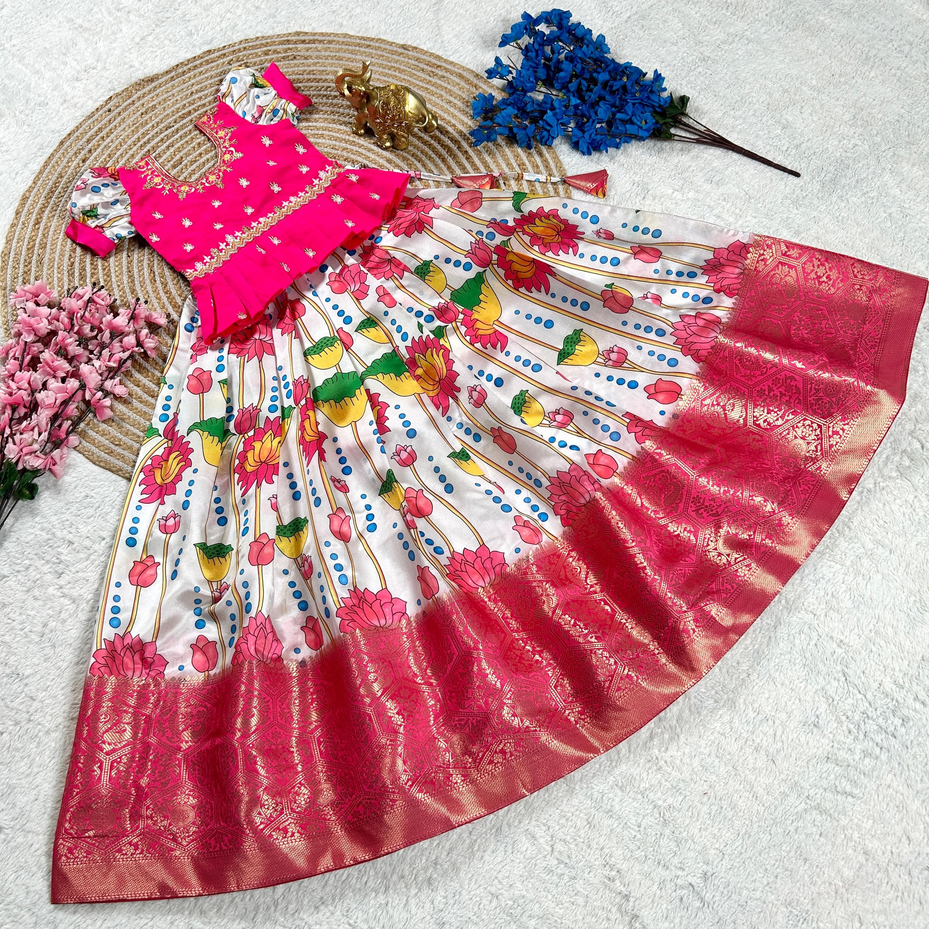 Pleasurable Soft Taffeta Lehengha Choli For Kid's