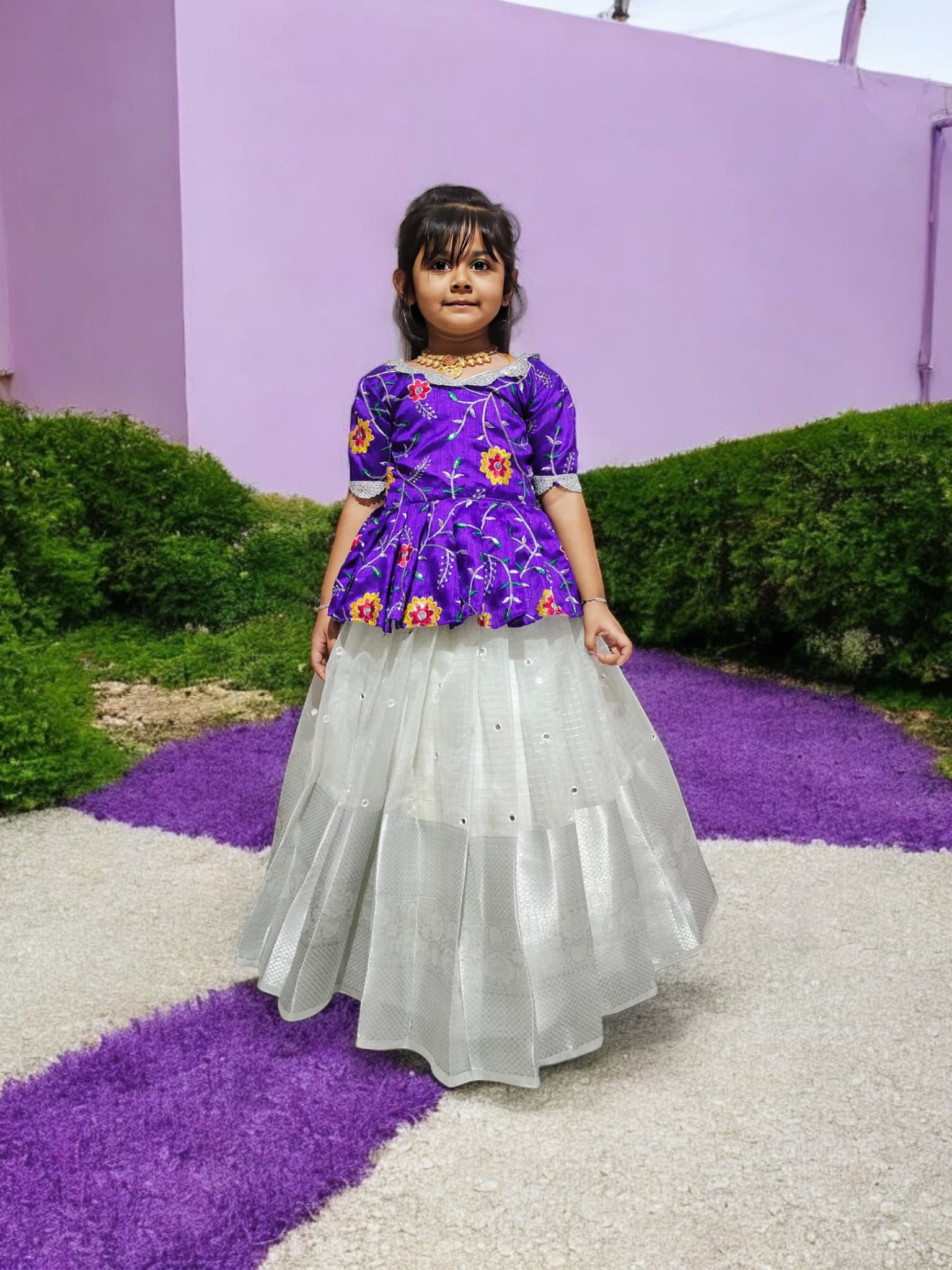 Glamorous Embroidery Work Top With Full Flair Lehengha