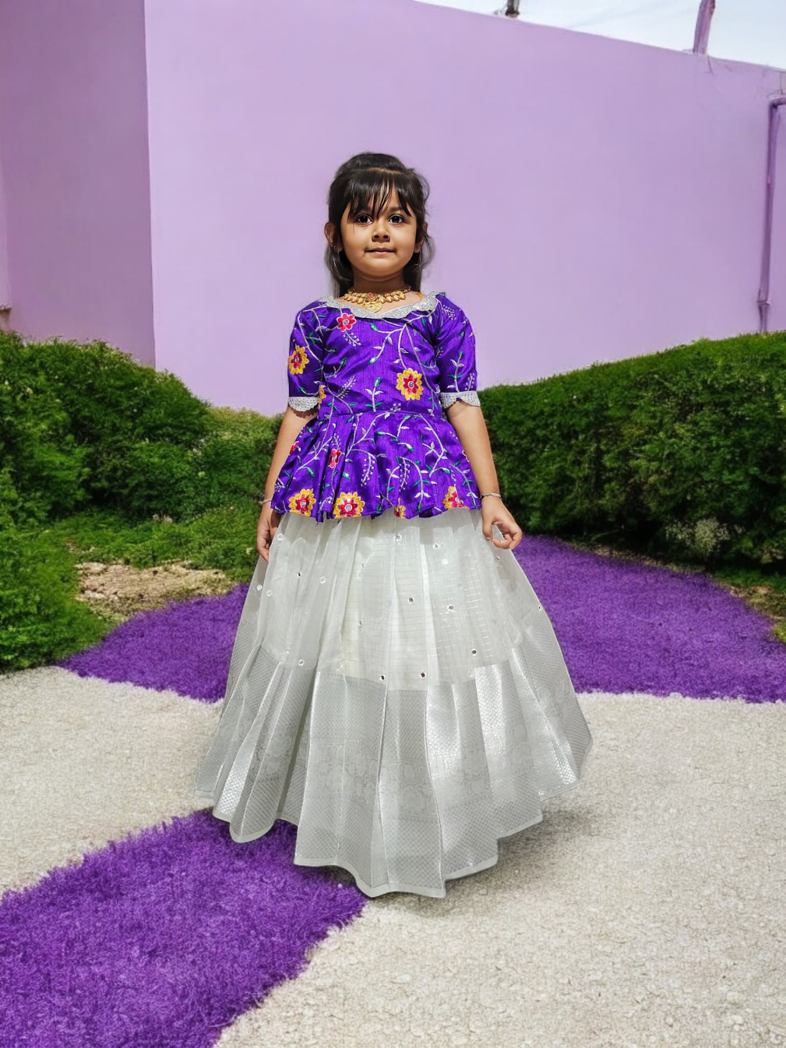 Glamorous Embroidery Work Top With Full Flair Lehengha