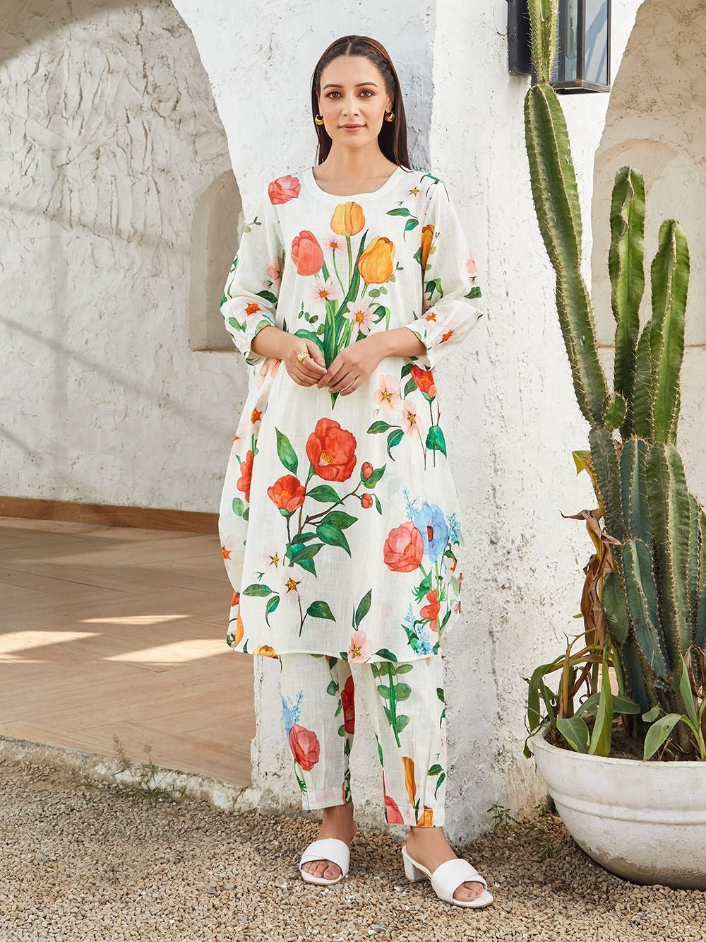 Mastani Printed Cotton Slub Kurta with Pants