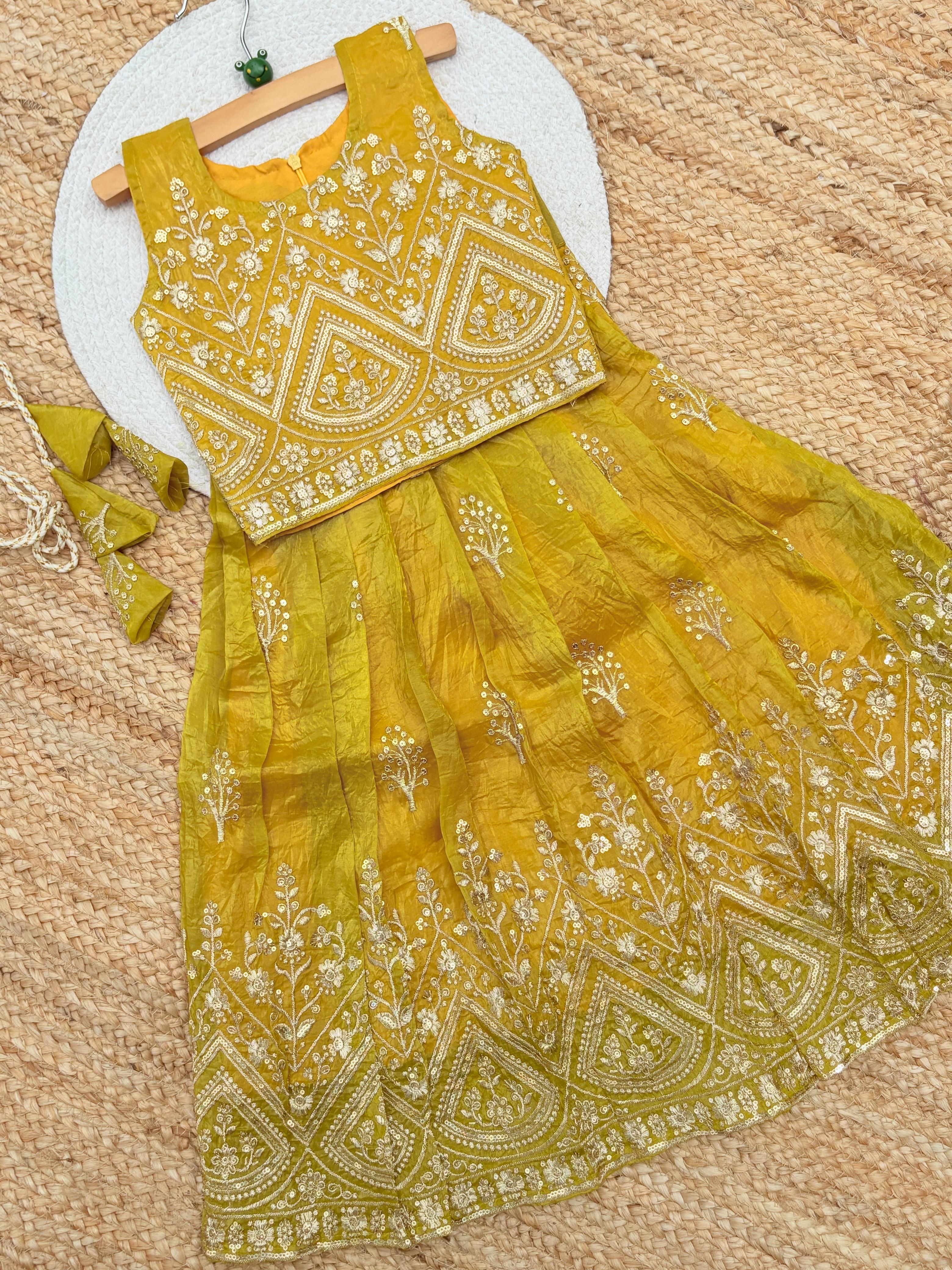 Nitya Gold Crush Embroidery Work With Lahenga Choli