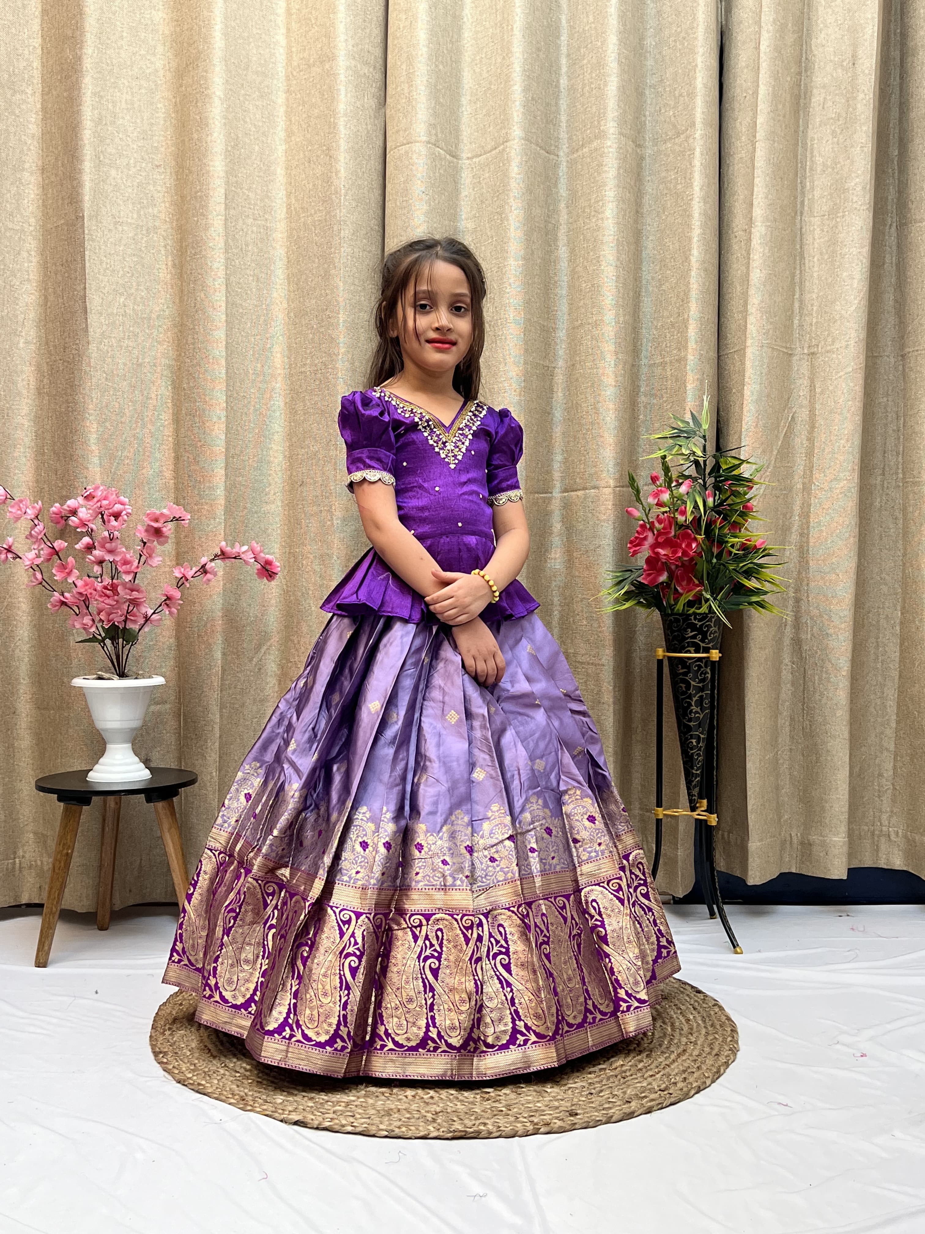 Scintillating Silk Febric Lehengha Choli For Kid's