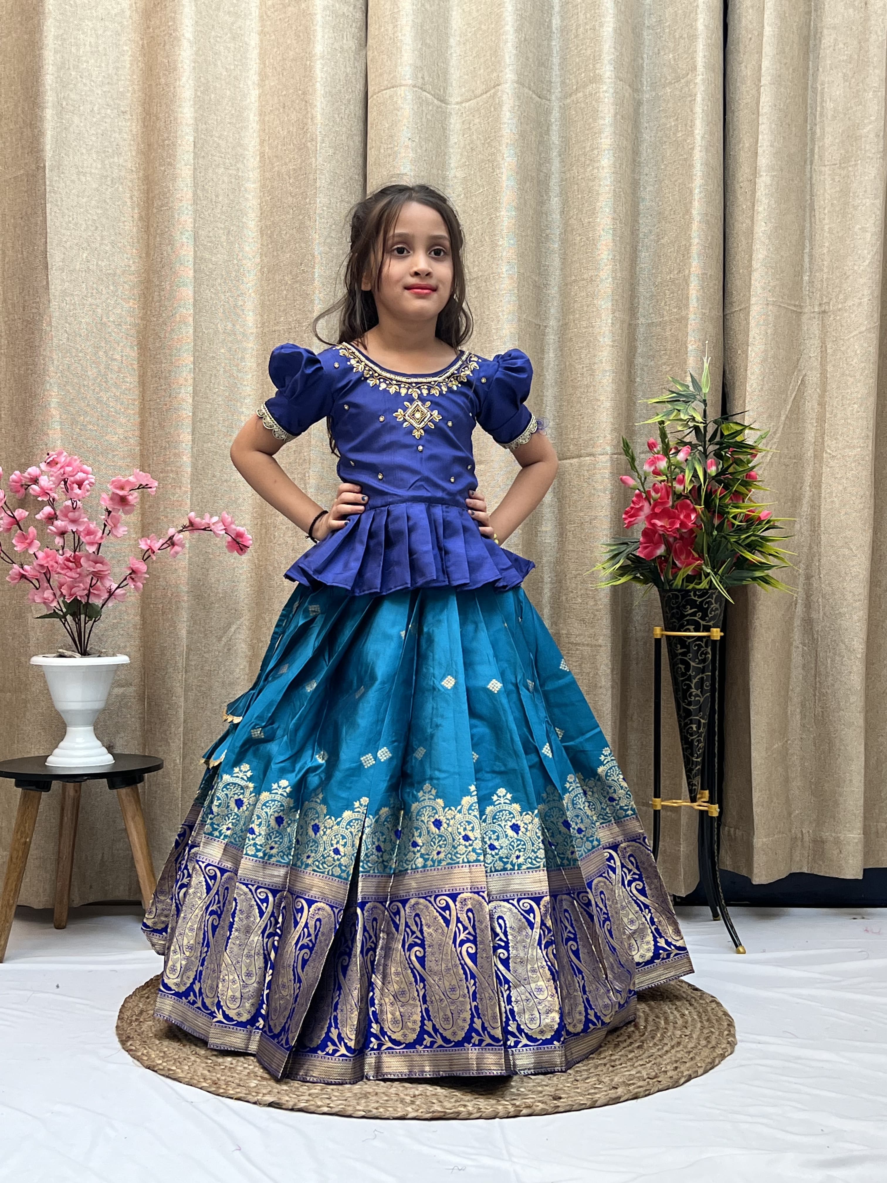 Scintillating Silk Febric Lehengha Choli For Kid's