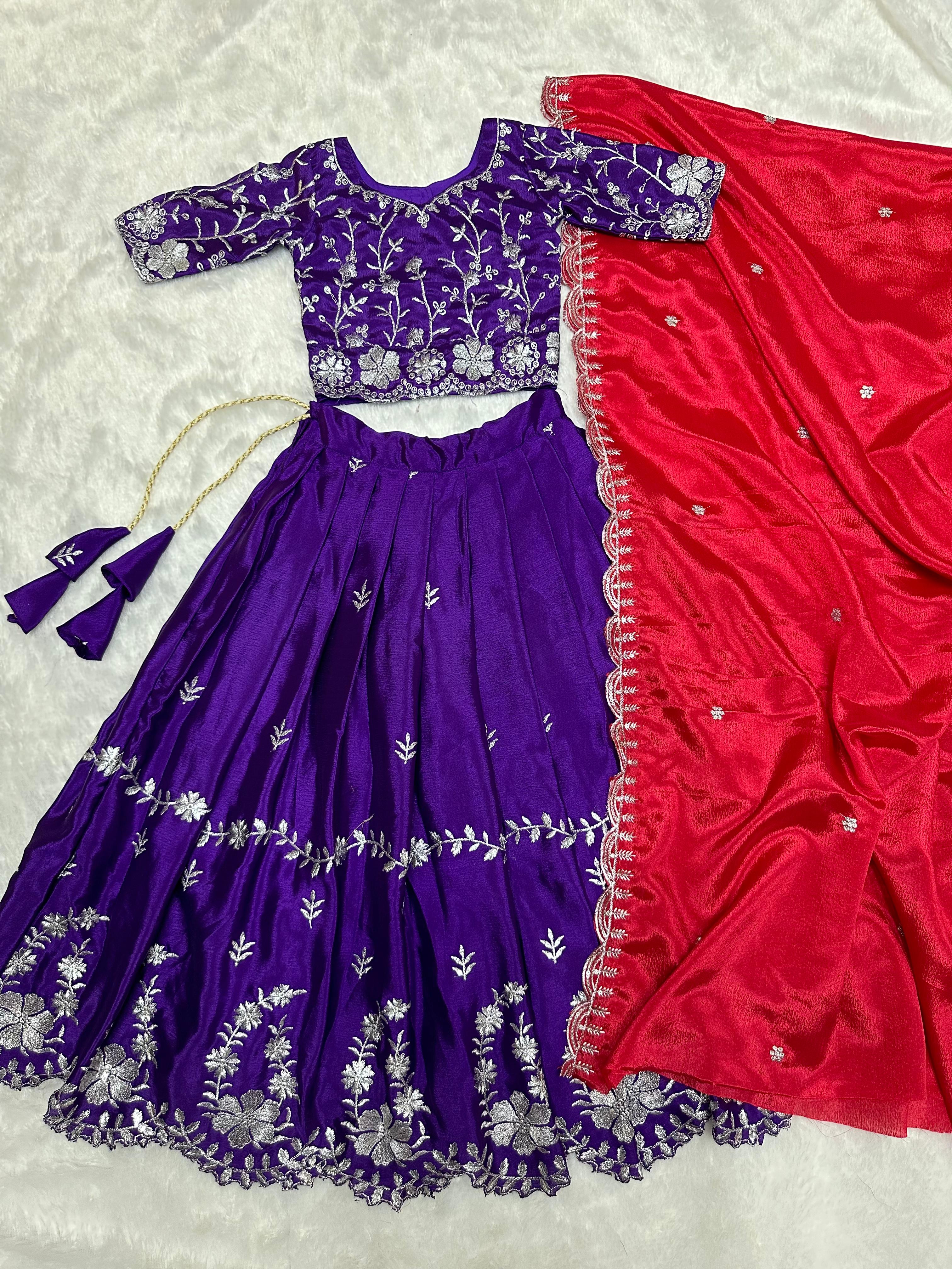 Flamingo Pure Heavy Chinon Silk Lehengha Choli With Dupatta