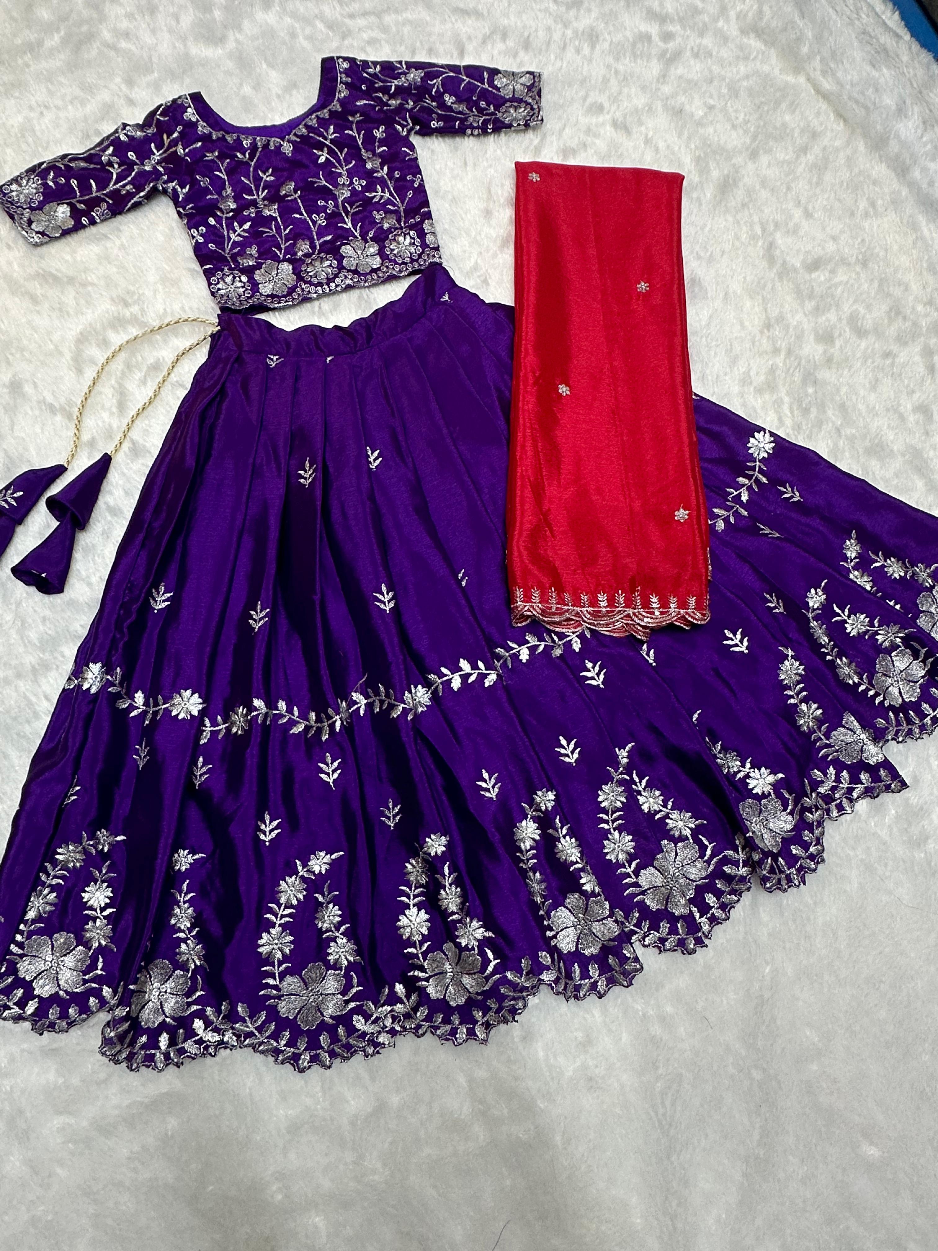 Flamingo Pure Heavy Chinon Silk Lehengha Choli With Dupatta