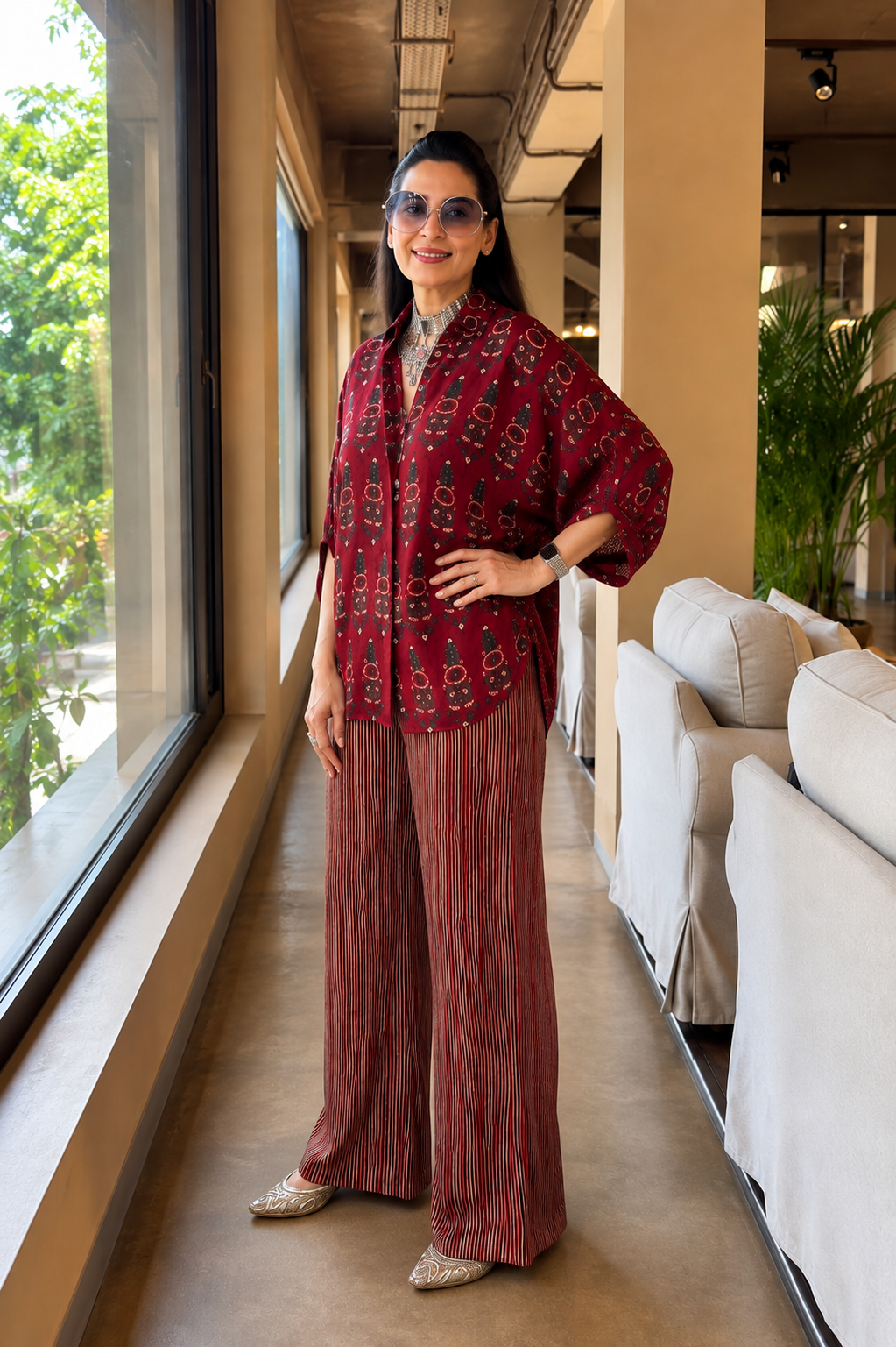 Taana Ajrakh Print Kaftan shirt cord-set