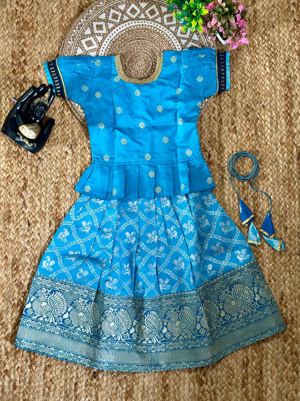 Kyra Traditional Lichi Silk Kids Lahenga-Top