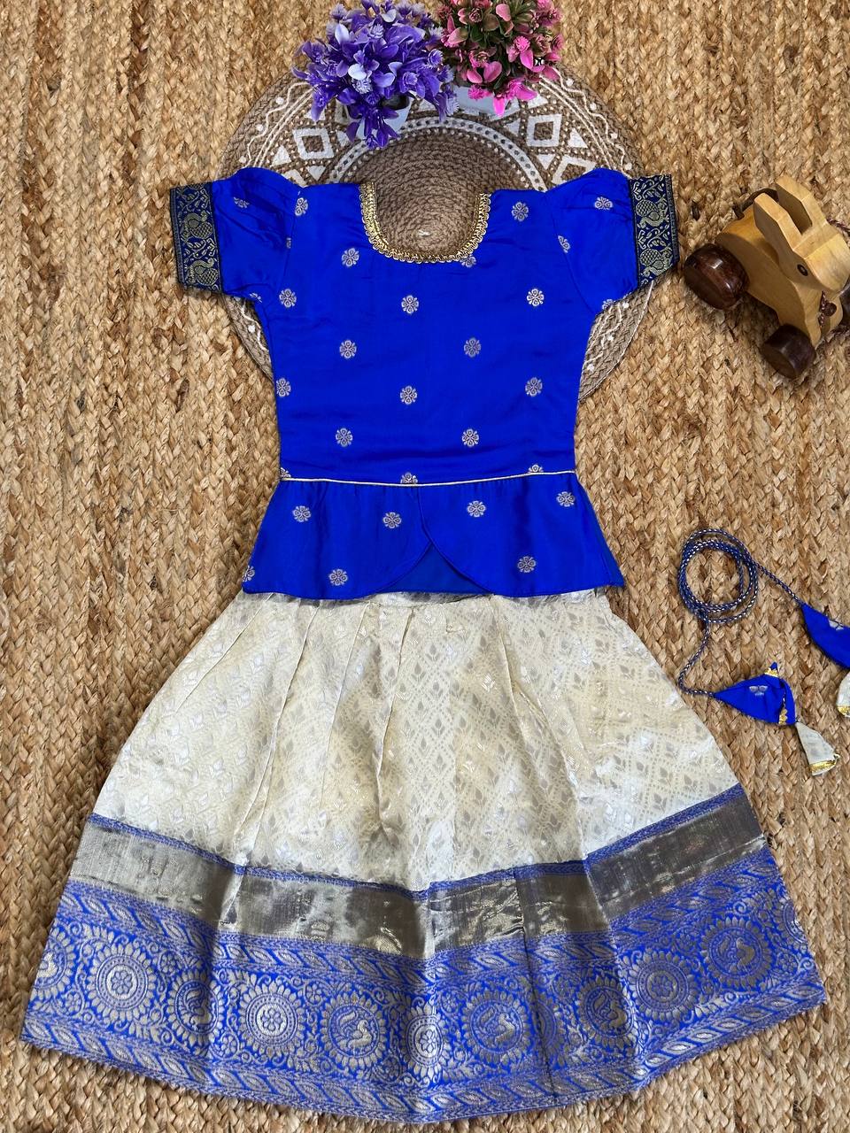 Ananya Pure Lichi Silk Kids Onam Lahenga-Top