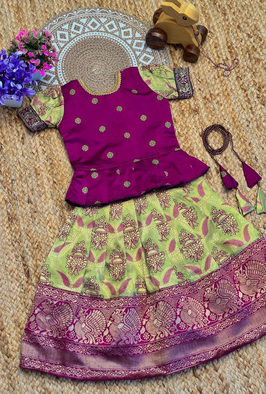 Yamini Stunning Pure Silk Kids Lahenga-Top