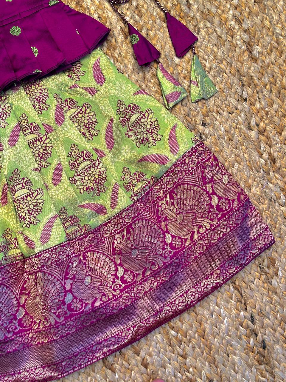 Yamini Stunning Pure Silk Kids Lahenga-Top