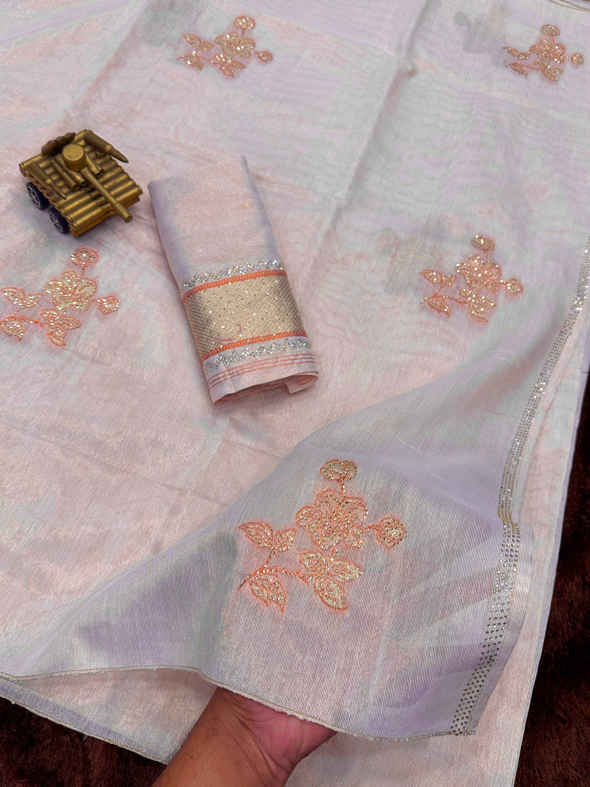 Pastel Shades Taspa Organza Silk Saree With Blouse