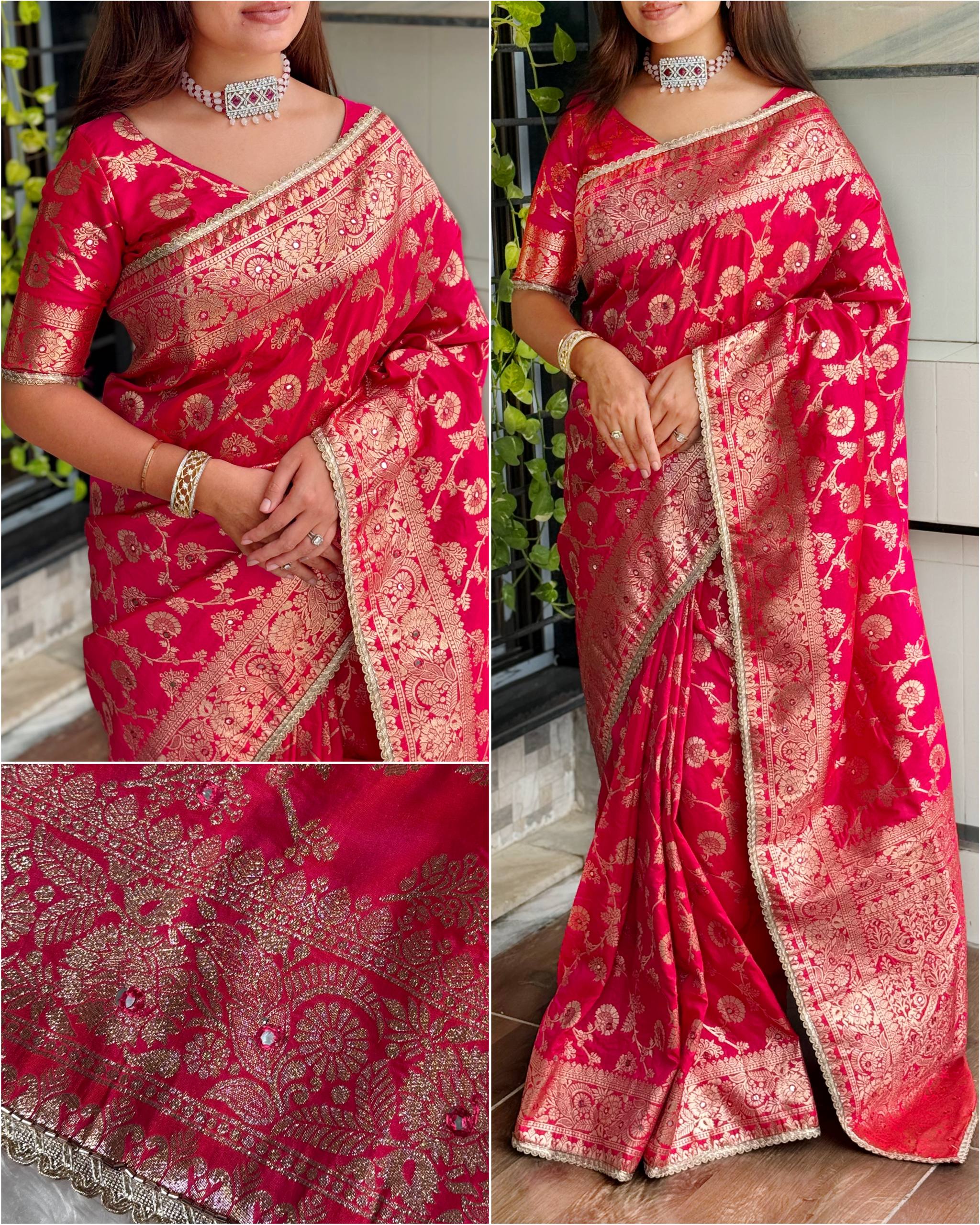 Elegant,Banarasi Silk Saree With Blouse