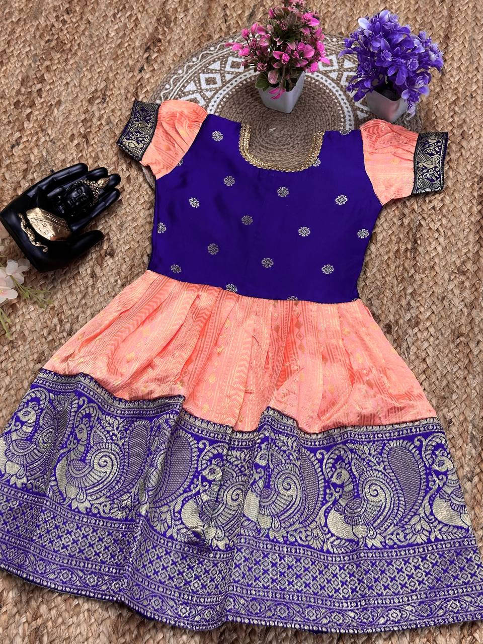 Devika Onam Kerala Silk Kids Pattu Pavadai Gown