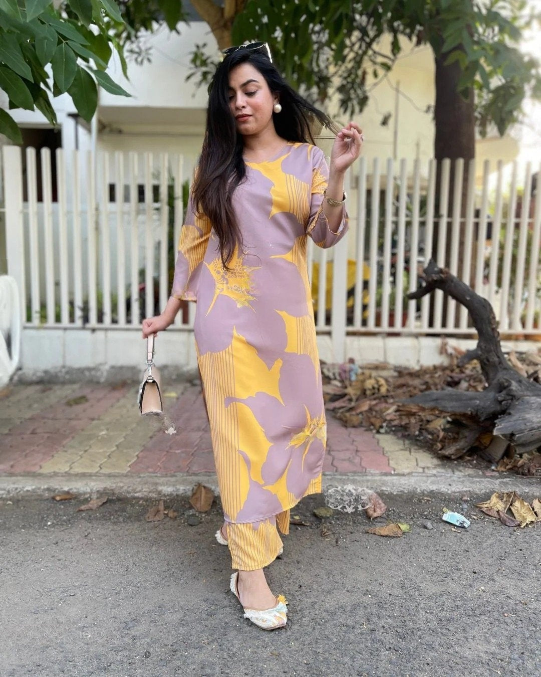 Trendy Lilaq Floral Kurta Set