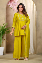 Elegant Embroidered Kurta Palazzo Set with Dupatta