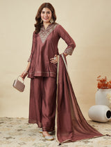 Elegant Embroidered Kurta Palazzo Set
