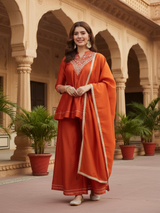 Elegant Embroidered Kurta Palazzo Set