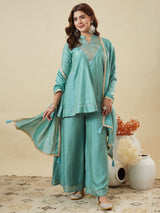 Elegant Embroidered Kurta Palazzo Set