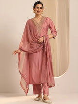 Elegant Women’s Embroidered Kurta Pant Set with Dupatta