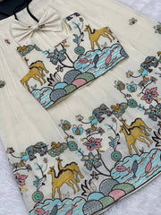 Glamorous Pure Cotton Hiran Embroidered Kids Lahenga and Top