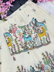 Trending Pure Cotton Jungle Embroidered Kids Lehenga and Top