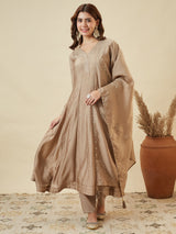 Vichitra Silk Embroidered 3-Piece Suit