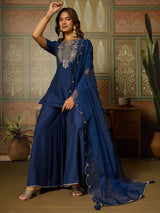 Embroidered Kurta Palazzo Set with Dupatta