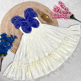 Vibrant Butterfly Embroidery Work Silk Kids Gown in 8 Beautiful colors