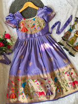 Blossom Pure Silk Paithani Border Kids Gown