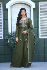 Cruncy Embroidered Palazzo Suit Set