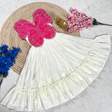Vibrant Butterfly Embroidery Work Silk Kids Gown in 8 Beautiful colors