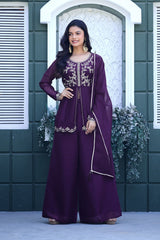 Cruncy Embroidered Palazzo Suit Set