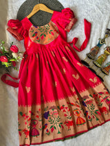 Blossom Pure Silk Paithani Border Kids Gown
