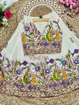 Adorable Premium Cotton Fish Embroidered Kids Lahenga and Top