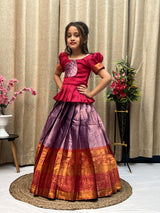 Kesar Pure Kanjivaram Silk Lehenga Blouse for Kids