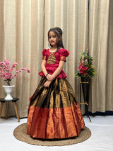Kesar Pure Kanjivaram Silk Lehenga Blouse for Kids
