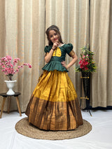 Kesar Pure Kanjivaram Silk Lehenga Blouse for Kids
