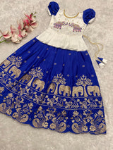 New Elephant Zari Embroidery Work Kids Lehenga