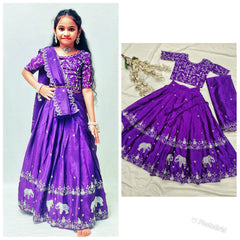 Vivacious Pure Chinon Febric Lehengha Choli For Kids