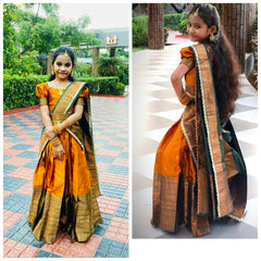 Sizzling Lichi Silk Lehengha Choli For Kid's