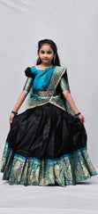 Byzantine Lichi Silk Lehengha Choli For Kid's