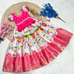 Pleasurable Soft Taffeta Lehengha Choli For Kid's