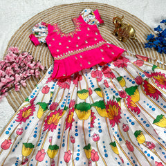 Pleasurable Soft Taffeta Lehengha Choli For Kid's