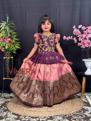 Pongal Special Embroidery work Silk Fabric Lahenga With Top